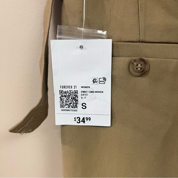 Forever 21 tan wide leg cargo pants with belt Sz S - Picture 5 of 8